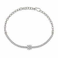 Urthn Everglow Silver Plated Round Shape American Diamond Fashion Bracelet for Women(Pack Of 6)