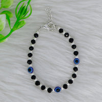 Mahavir Silver Plated  Evil Eye Adjustable Bracelet