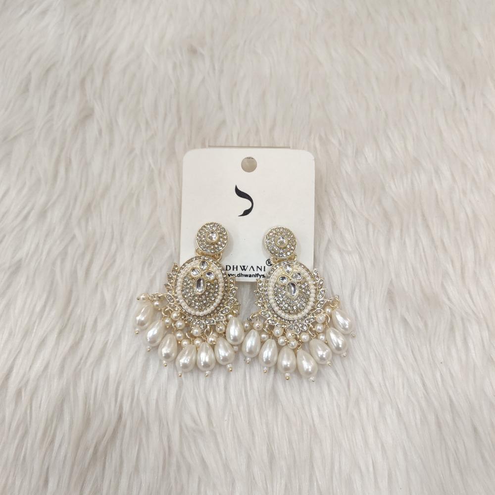 Dhwani Gold Plated Pota And Austrian Stone Beads Dangler Earrings