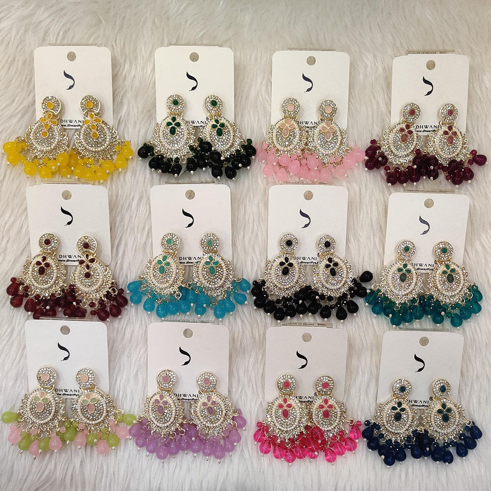 Dhwani Gold Plated Pota And Austrian Stone Beads Dangler Earrings
