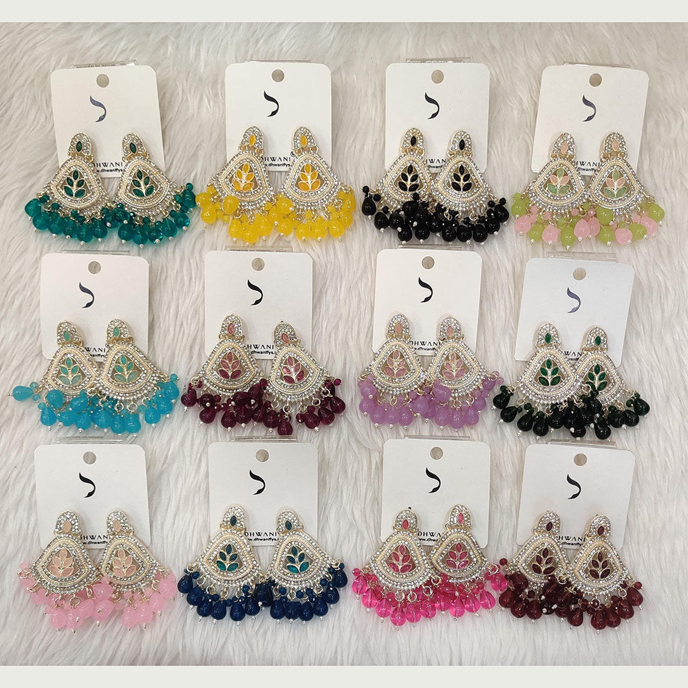 Dhwani Gold Plated Pota And Austrian Stone Beads Dangler Earrings