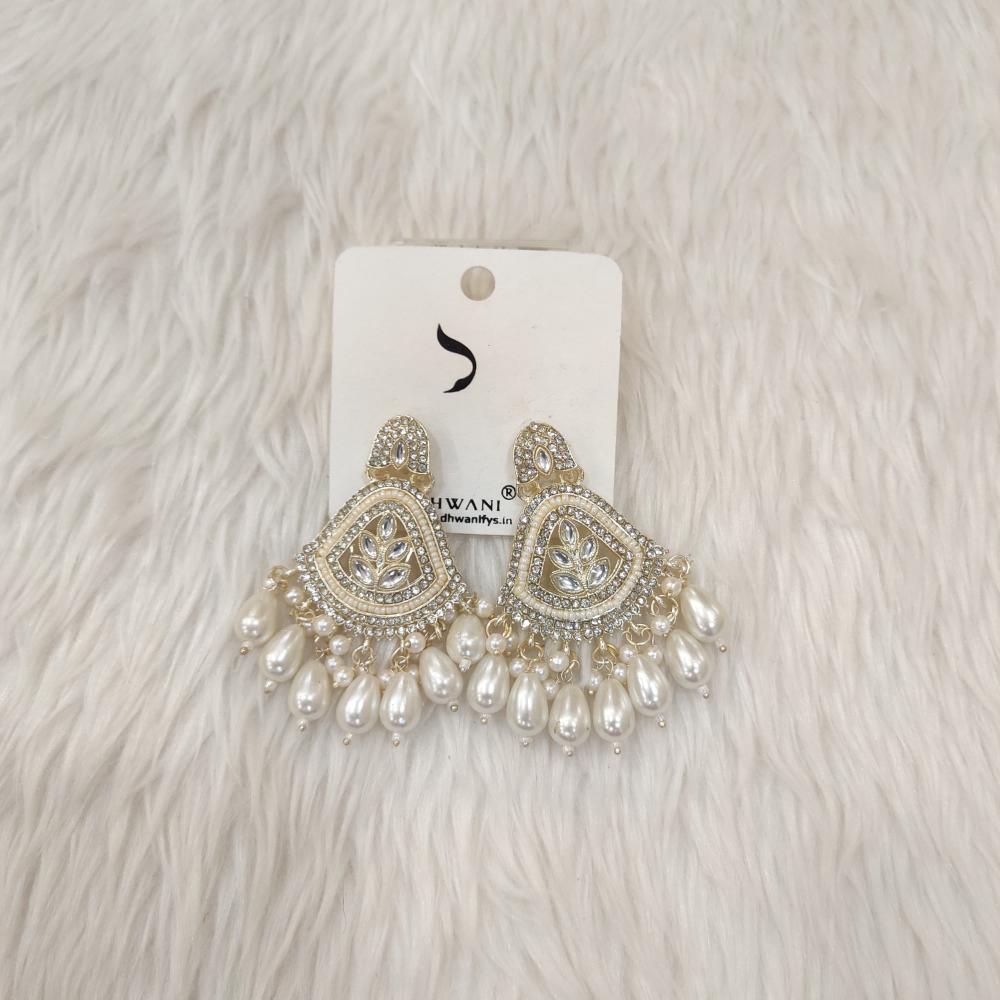 Dhwani Gold Plated Pota And Austrian Stone Beads Dangler Earrings