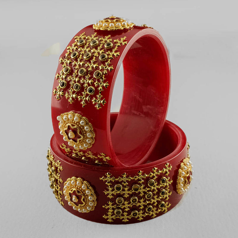 SOB Set of 2 Designer  Acrylic Bangles with Studded Kundan