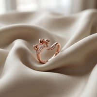 Urthn Rose Gold Plated American Diamond and Brass Adjustable Ring(Pack of 6)