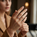 Urthn Rose Gold Plated American Diamond and Brass Adjustable Ring(Pack of 6)