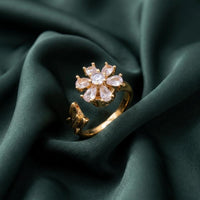 Urthn Gold Plated American Diamond and Brass Adjustable Ring
