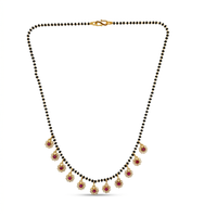 Urthn American Diamond Floral Charms Trendy Mangalsutra For Women (Pack of 3)