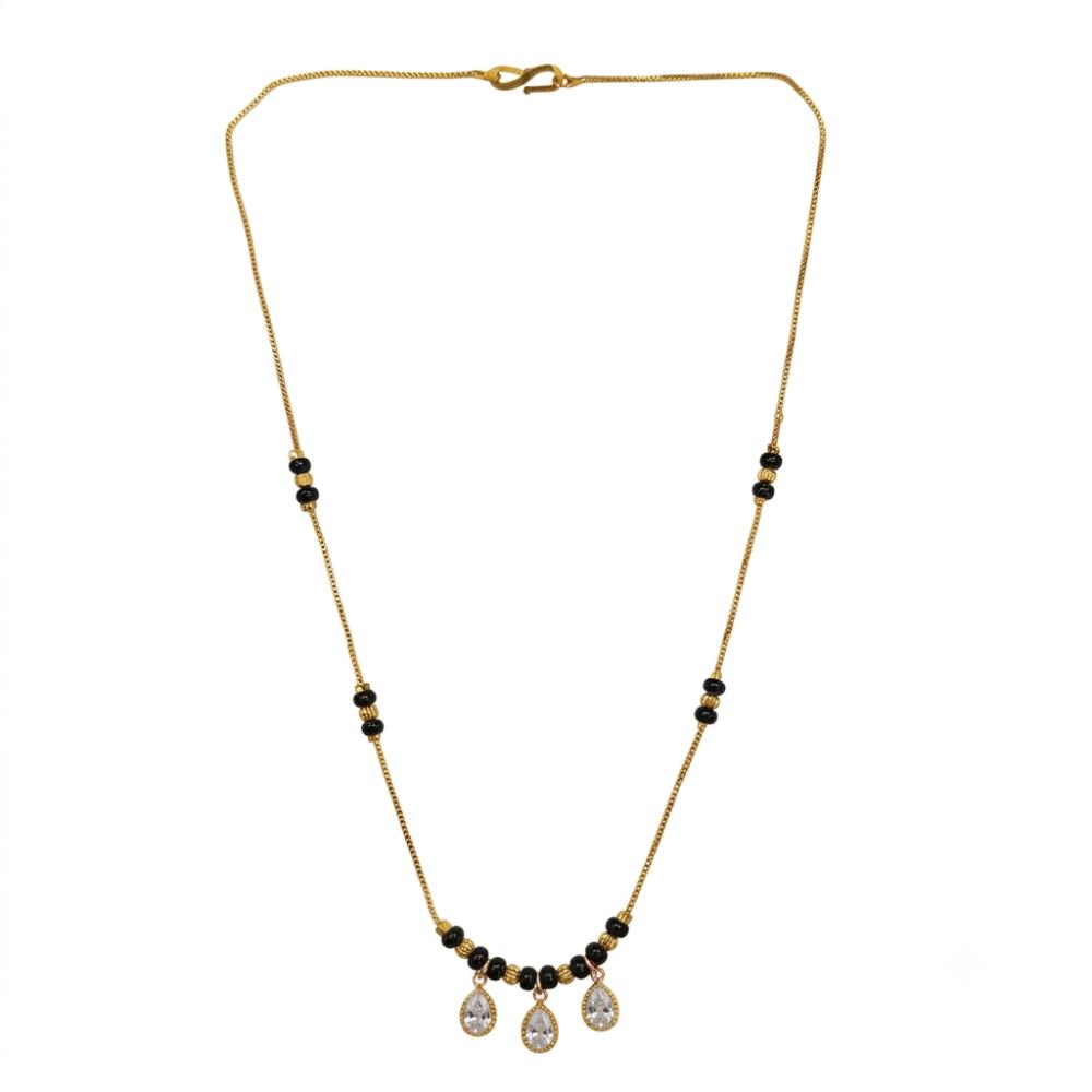 Urthn  Classic Gold-Plated Mangalsutra with Sparkling Crystal Charms (Set of 3)