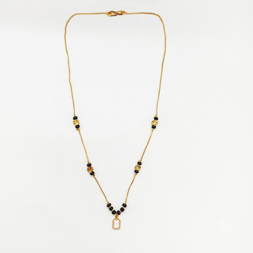 Urthn  Classic Gold-Plated Mangalsutra with Sparkling Crystal Charms (Set of 3)