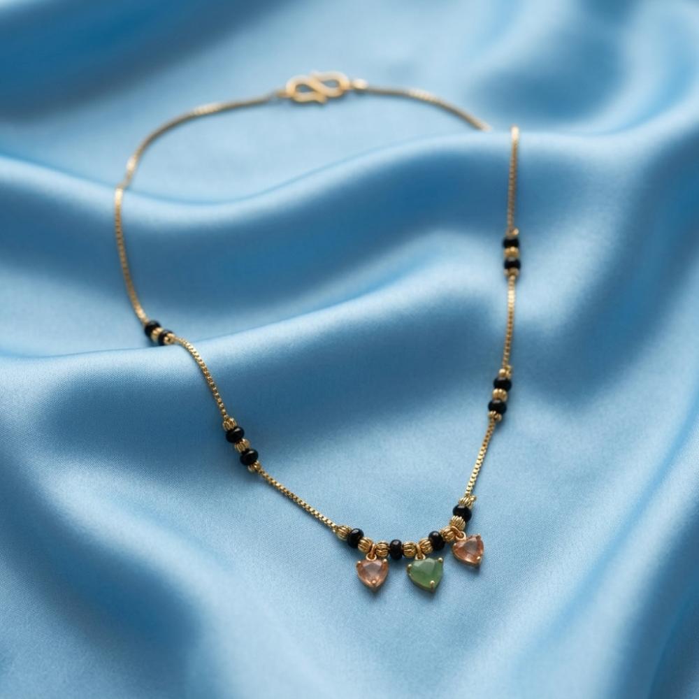 Urthn  Classic Gold-Plated Mangalsutra with Sparkling Crystal Charms (Set of 3)