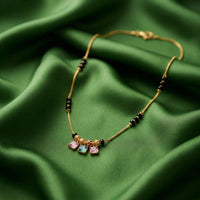 Urthn  Classic Gold-Plated Mangalsutra with Sparkling Crystal Charms (Set of 3)