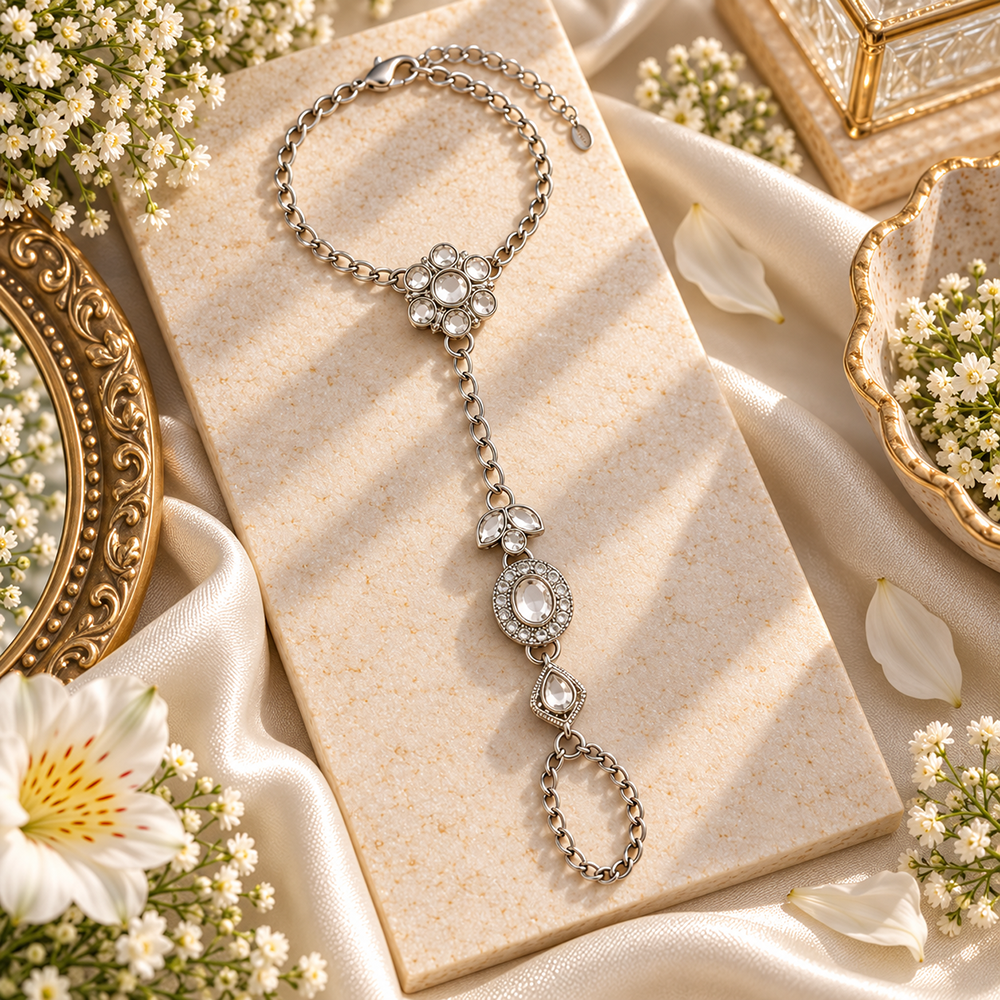 Urthn Bohemian Style Chin Anklet with Connected Toe Ring for Women Trendy Foot Jewellery