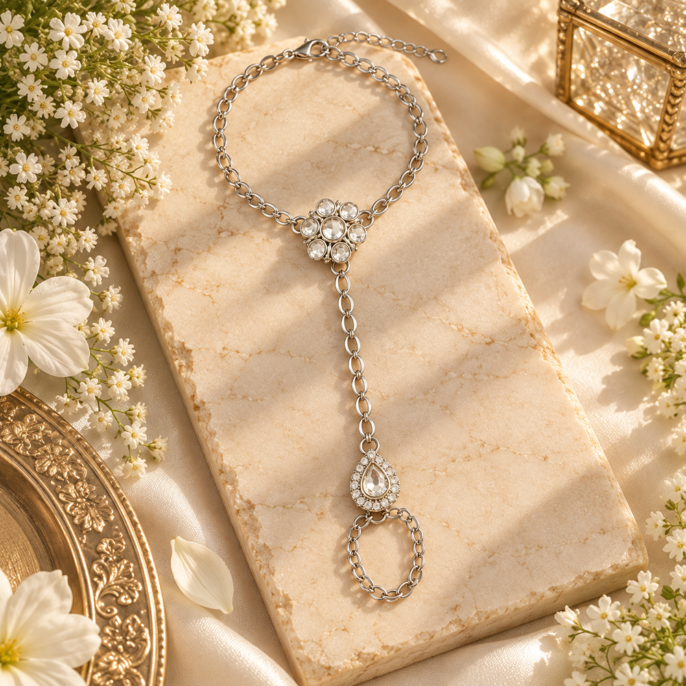Urthn Bohemian Style Chin Anklet with Connected Toe Ring for Women Trendy Foot Jewellery