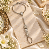 Urthn Bohemian Style Chin Anklet with Connected Toe Ring for Women Trendy Foot Jewellery
