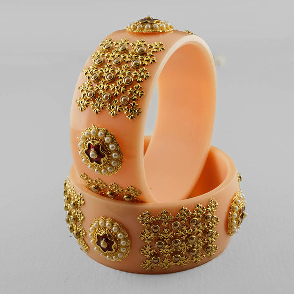 SOB Set of 2 Designer  Acrylic Bangles with Studded Kundan