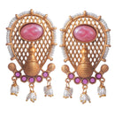 Wearhouse Fashion Gold Plated Pota Stone And Beads Dangler Earrings