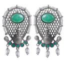 Wearhouse Fashion Oxidised Plated Pota Stone And Beads Dangler Earrings