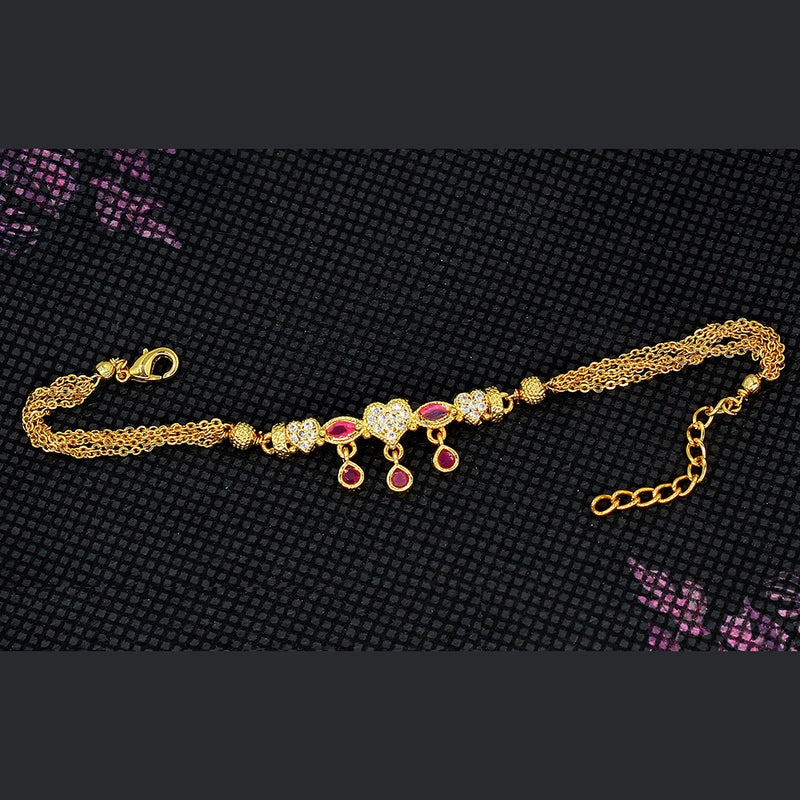 Mahavir Gold Plated  Austrian Stone Adjustable Bracelet