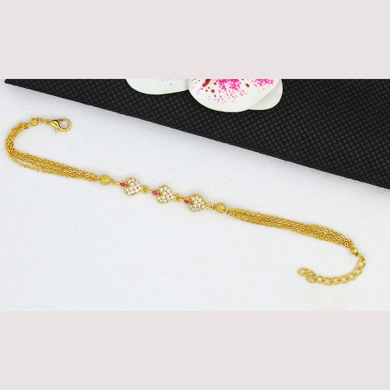 Mahavir Gold Plated  Austrian Stone Adjustable Bracelet