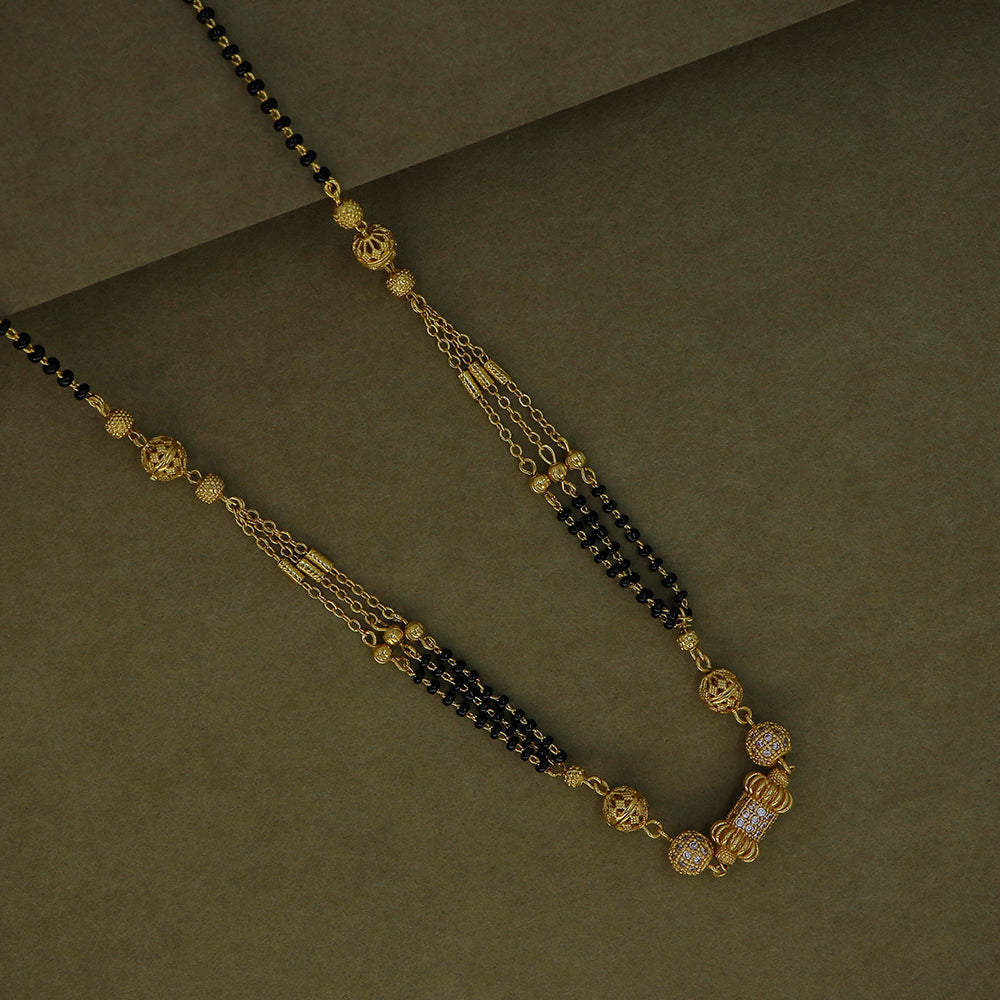 Mahavir Stylish Austrian Stone Pearl And Black Beads Mangalsutra (Pack of 12)