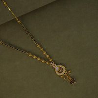 Mahavir Stylish Austrian Stone Pearl And Black Beads Mangalsutra