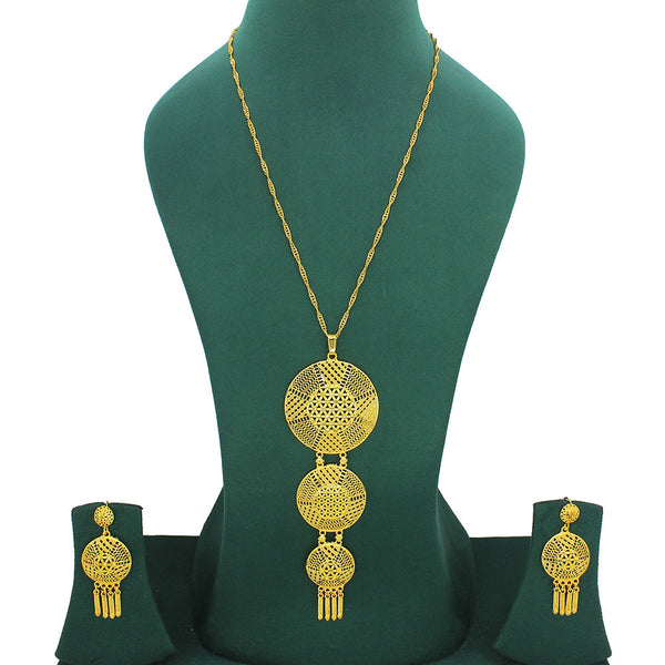 Mahavir Forming Look Gold Plated Long Necklace Set