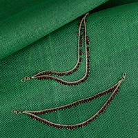 Saloni Fashion Jewellery Dazzling 2 String Pink Pearl Gold Plated Set Of 2 Brass Ear-Chain (Kaanchain) For Women and Girls