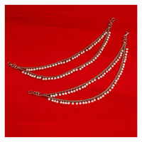 Saloni Fashion Jewellery Dazzling 2 String White Pearl Gold Plated Set Of 2 Brass Ear-Chain (Kaanchain) For Women and Girls