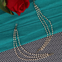 Saloni Fashion Jewellery Traditional Trendy 3 String Long Chain Gold Plated Combo Set of 2 Pearl Ear-Chain(Kaanchain) For Women