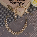 Saloni Fashion Jewellery Traditional Stylish 3 String Long Chain Gold Plated Combo Set of 2 Pearl Ear-Chain(Kaanchain) For Women