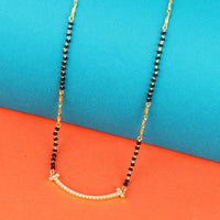 Saloni Fashion Jewellery Traditional Incredible Heart Shape Gold Plated Combo Set of 2 Black Beaded Adjustable Chain Mangalsutra For Women