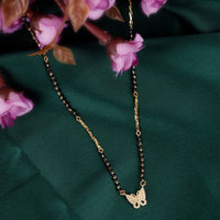 Saloni Fashion Jewellery Traditional Modish Butterfly Design Gold Plated Combo Set of 2 Black Beaded Adjustable Chain Mangalsutra For Women