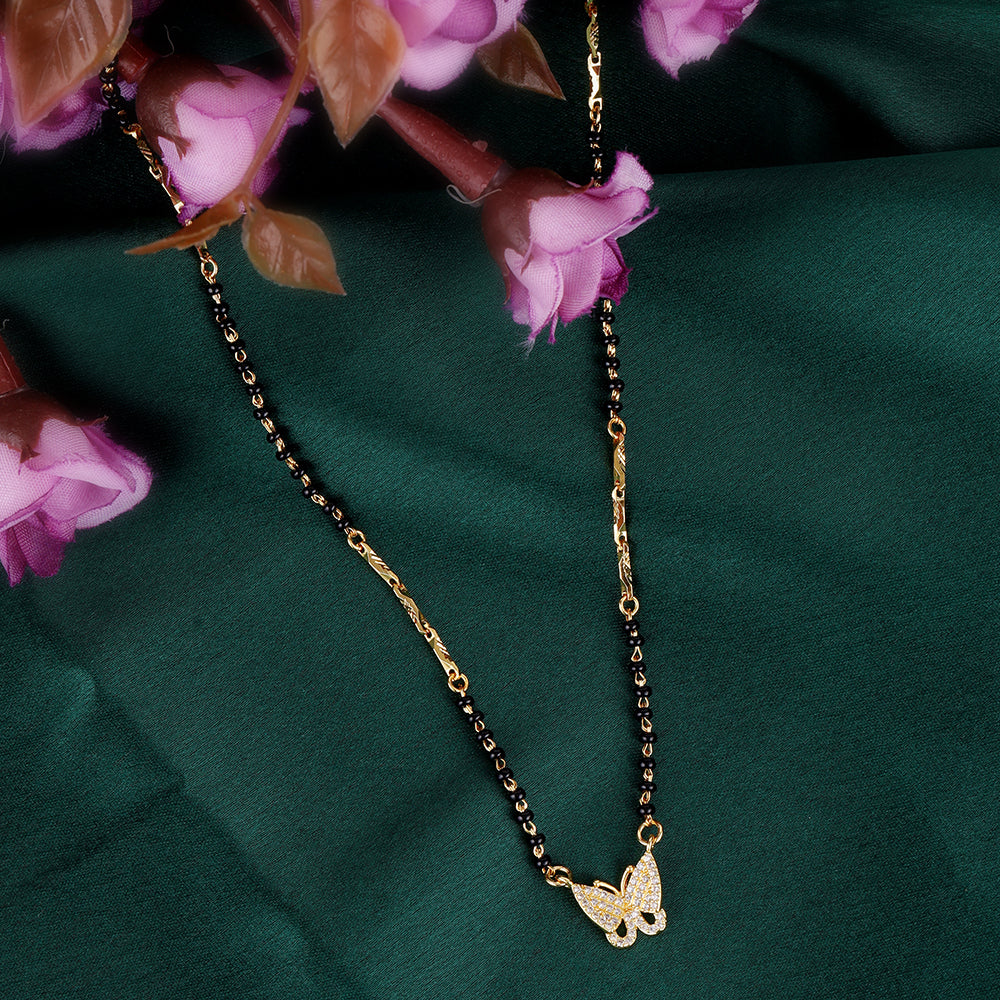 Saloni Fashion Jewellery Traditional Beautiful Round and Triangle Shape Gold Plated Combo Set of 2 Black Beaded Adjustable Chain Mangalsutra For Women