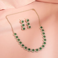 Saloni Fashion Jewellery Splendid Round Shape CZ Studded Antique Gold Plated Green Uncut Kundan Stone Brass Choker Necklace Set For Women and Girls