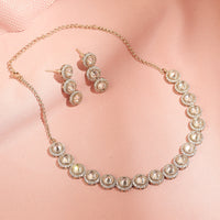 Saloni Fashion Jewellery Incredible Round Shape CZ and Unkut Kundan Stone Gold Plated Brass Choker Necklace Set For Women and Girls