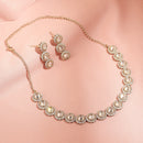 Saloni Fashion Jewellery Stylish Round Shape CZ Studded Antique Gold Plated Red Uncut Kundan Stone Brass Choker Necklace Set For Women and Girls