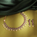 Saloni Fashion Jewellery Gorgeous Round Shape Pearl Guchha Antique Gold Plated Brown Uncut Kundan Stone Brass Choker Necklace Set For Women and Girls