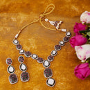 Saloni Fashion Jewellery Flowing Oval and Round Shape Uncut Kundan Stone Gold Plated Brass Choker Necklace Set For Women and Girls