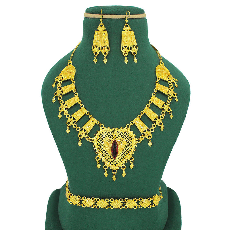 Mahavir Forming Look Gold Plated Long Necklace Set