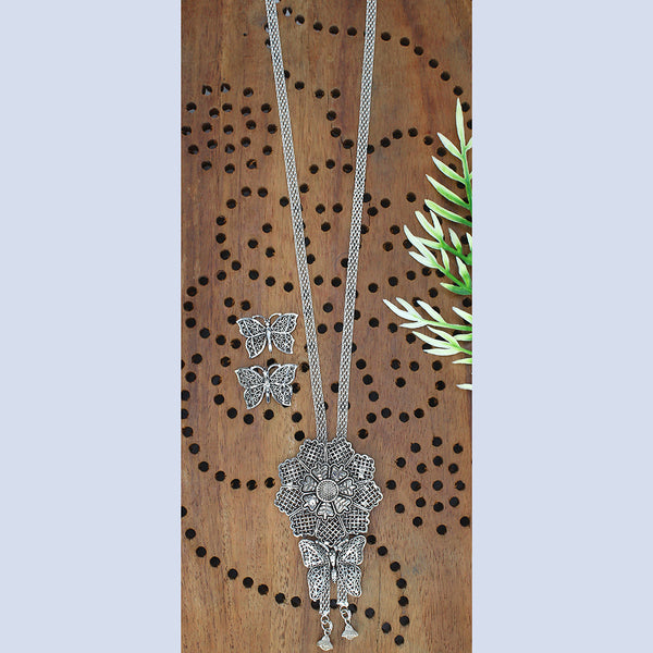 Mahavir Oxidised Plated Chain Pendant Set