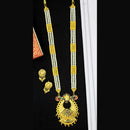 Mahavir Dye Gold Plated Pearl Long Necklace Set