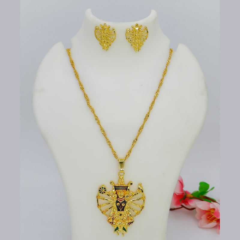 Mahavir Gold Meenakari Chain Pendant Set