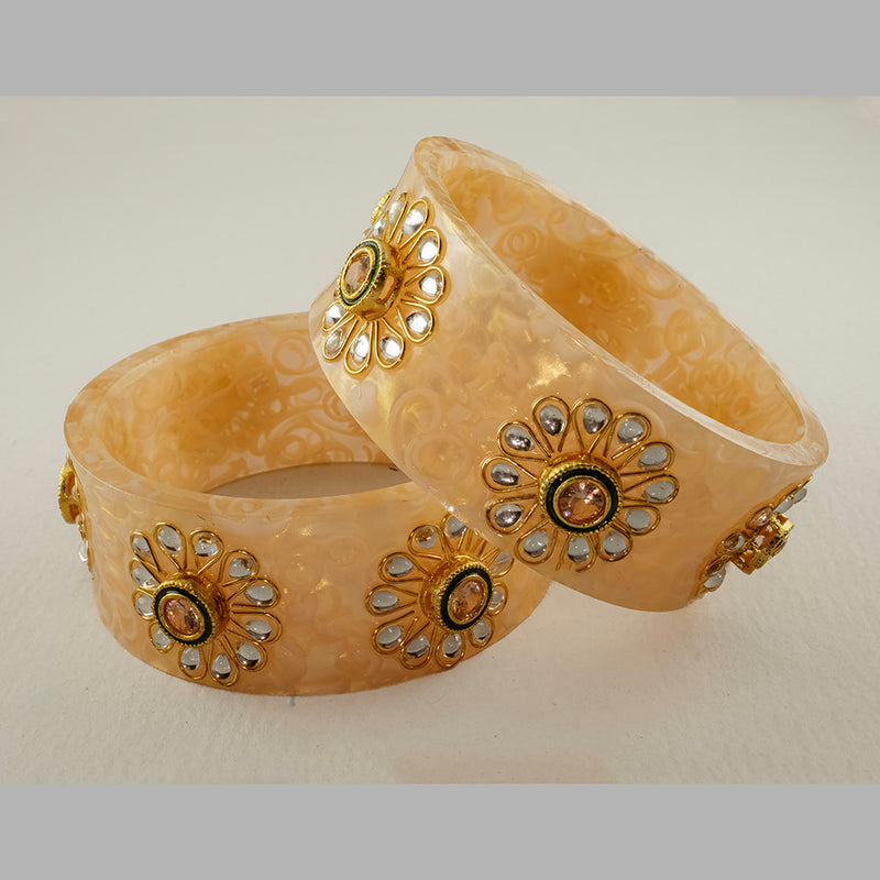 SOB Set of 2 Acrylic Translucent Designer Kundan Floral Bangles