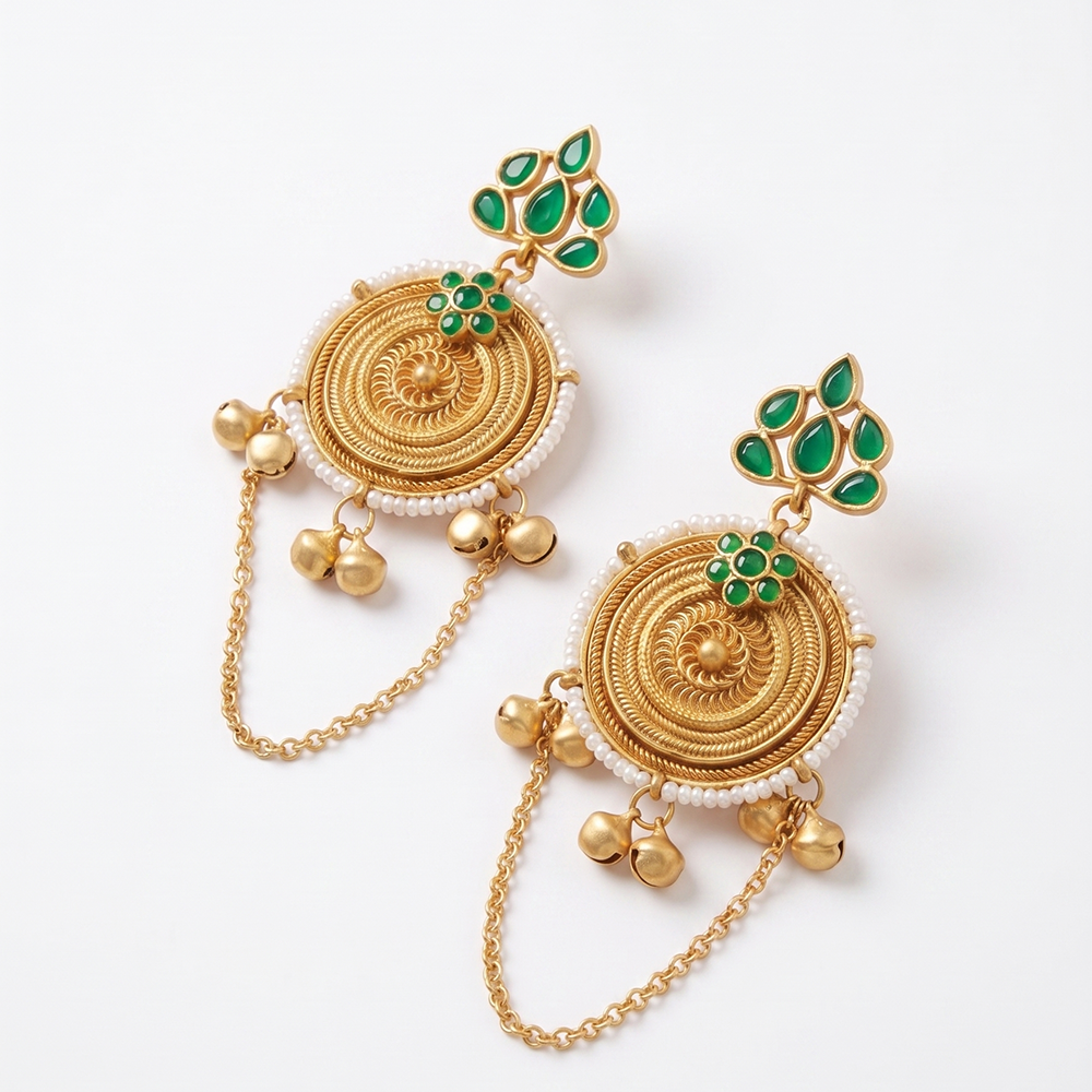 Wearhouse Fashion Elegant Pota Stone And Pearl Dangler Earrings