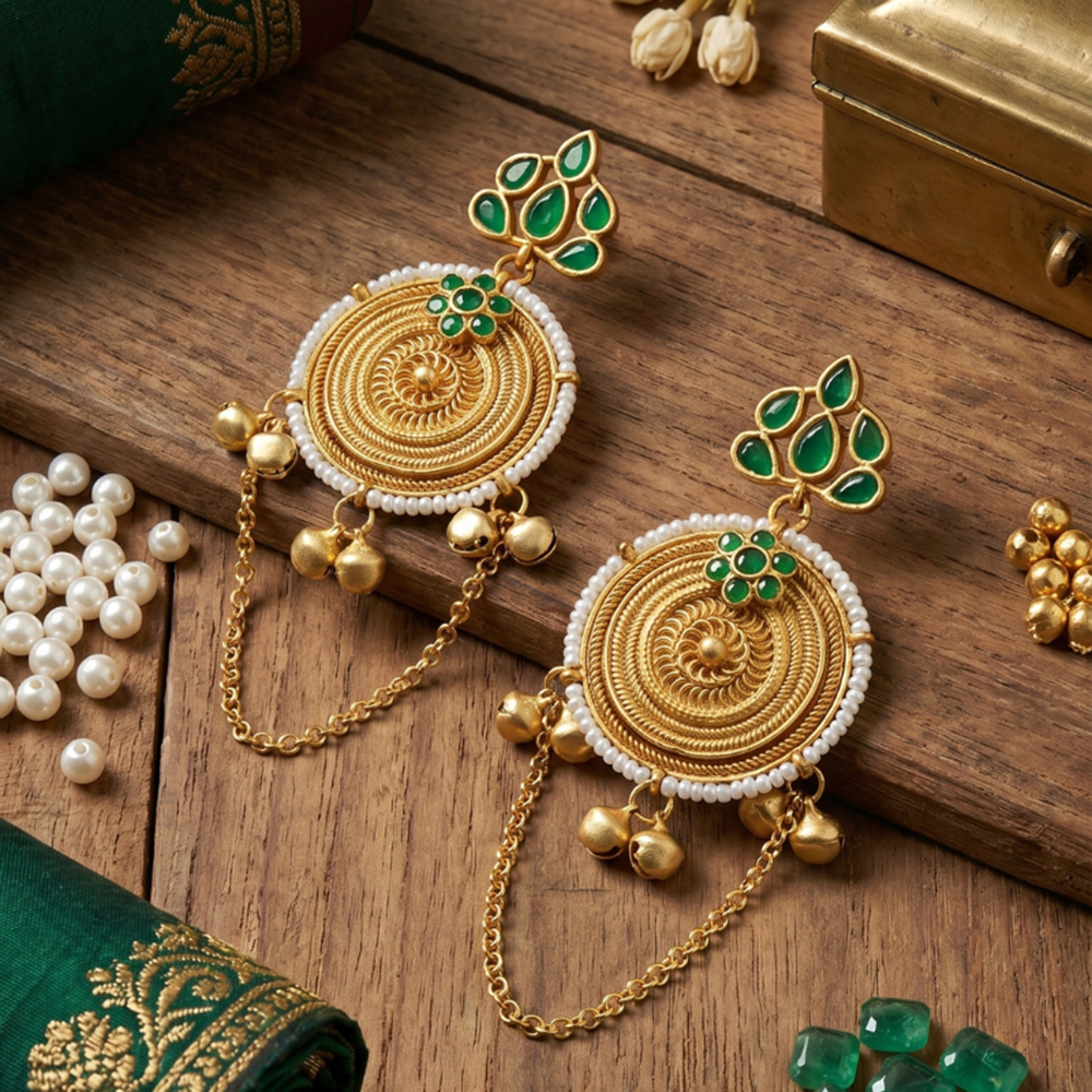 Wearhouse Fashion Elegant Pota Stone And Pearl Dangler Earrings