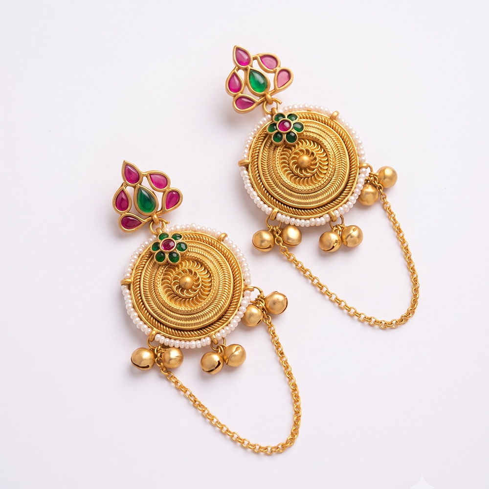 Wearhouse Fashion Elegant Pota Stone And Pearl Dangler Earrings
