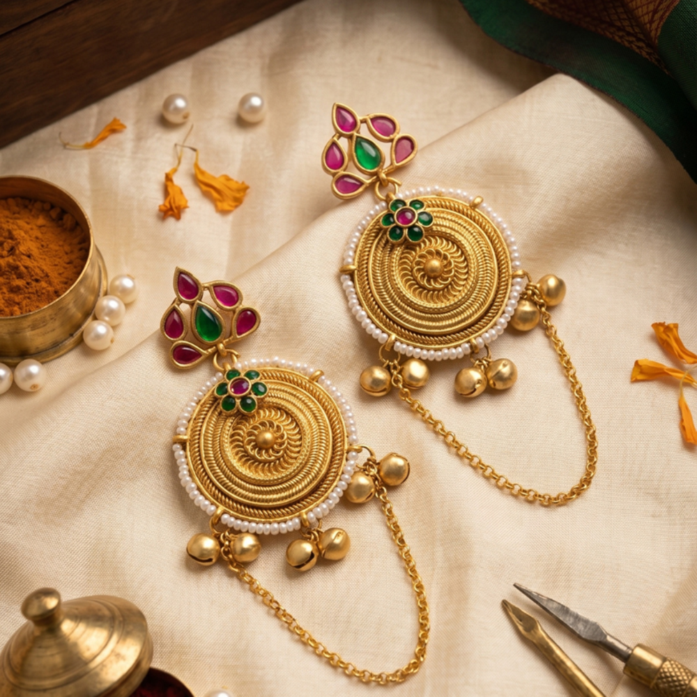 Wearhouse Fashion Elegant Pota Stone And Pearl Dangler Earrings
