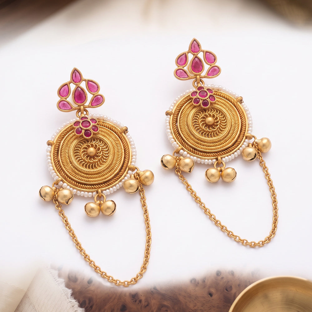 Wearhouse Fashion Elegant Pota Stone And Pearl Dangler Earrings