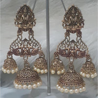 Infinity Jewels Gold Plated Crystal Stone And Meenakari Jhumki Earrings