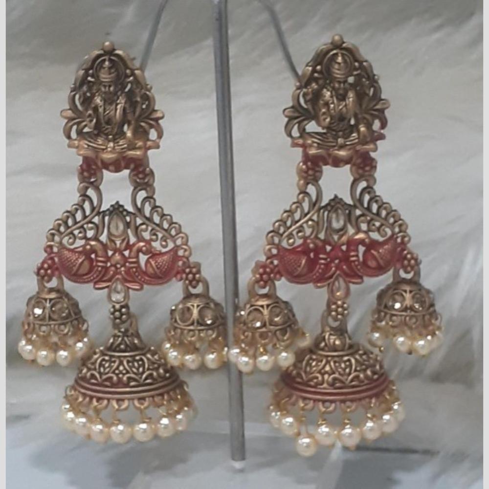 Infinity Jewels Gold Plated Crystal Stone And Meenakari Jhumki Earrings